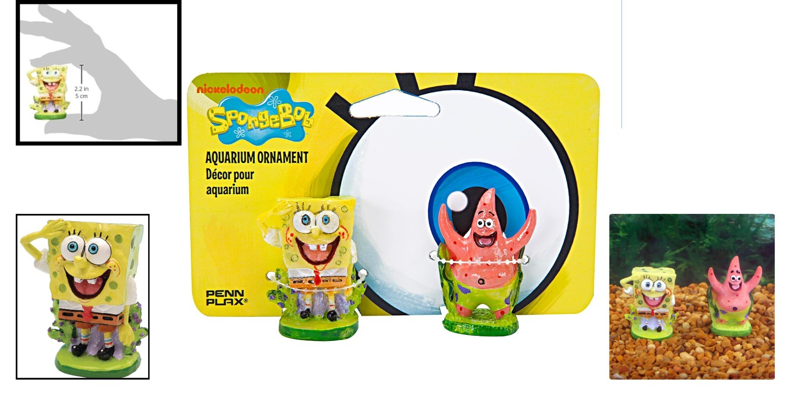 Multi-Color Spongebob & Patrick Aquarium Filter Accessory – Safe Resin Design