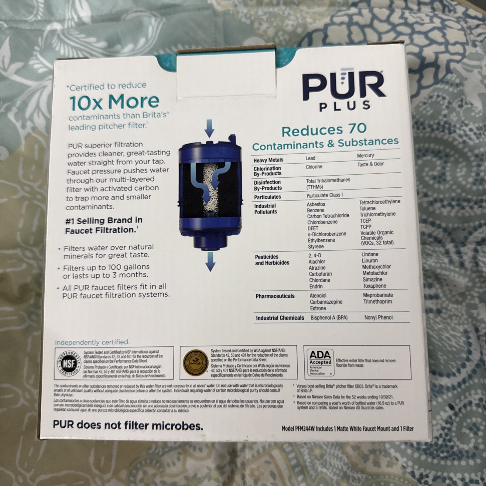 Pur PFM244W Plus Horizontal Faucet Mount Water Filtration System in Matte White