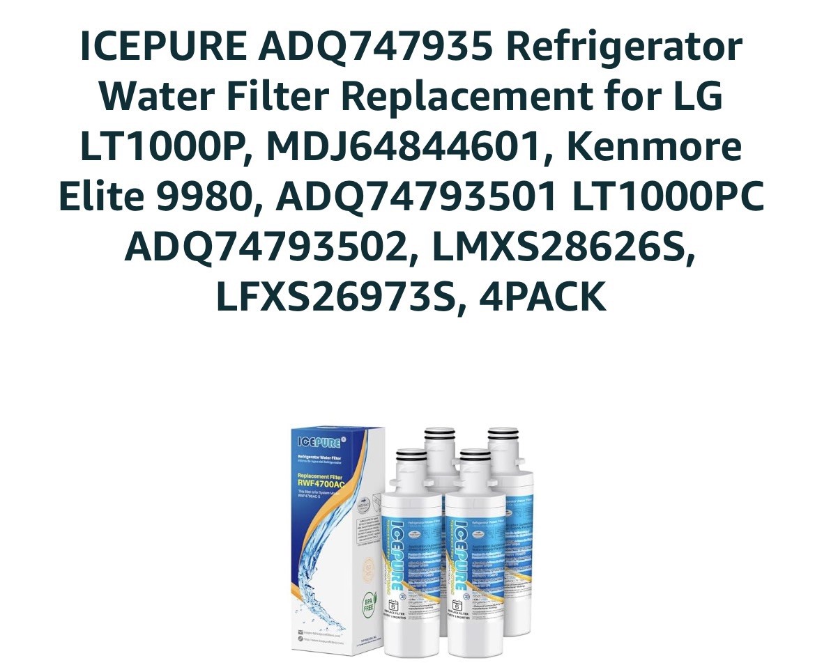 Lot Of 4 RWF4700AC Fits LT1000P, ADQ747935, LMXS28626D, LMXS30796S water filters