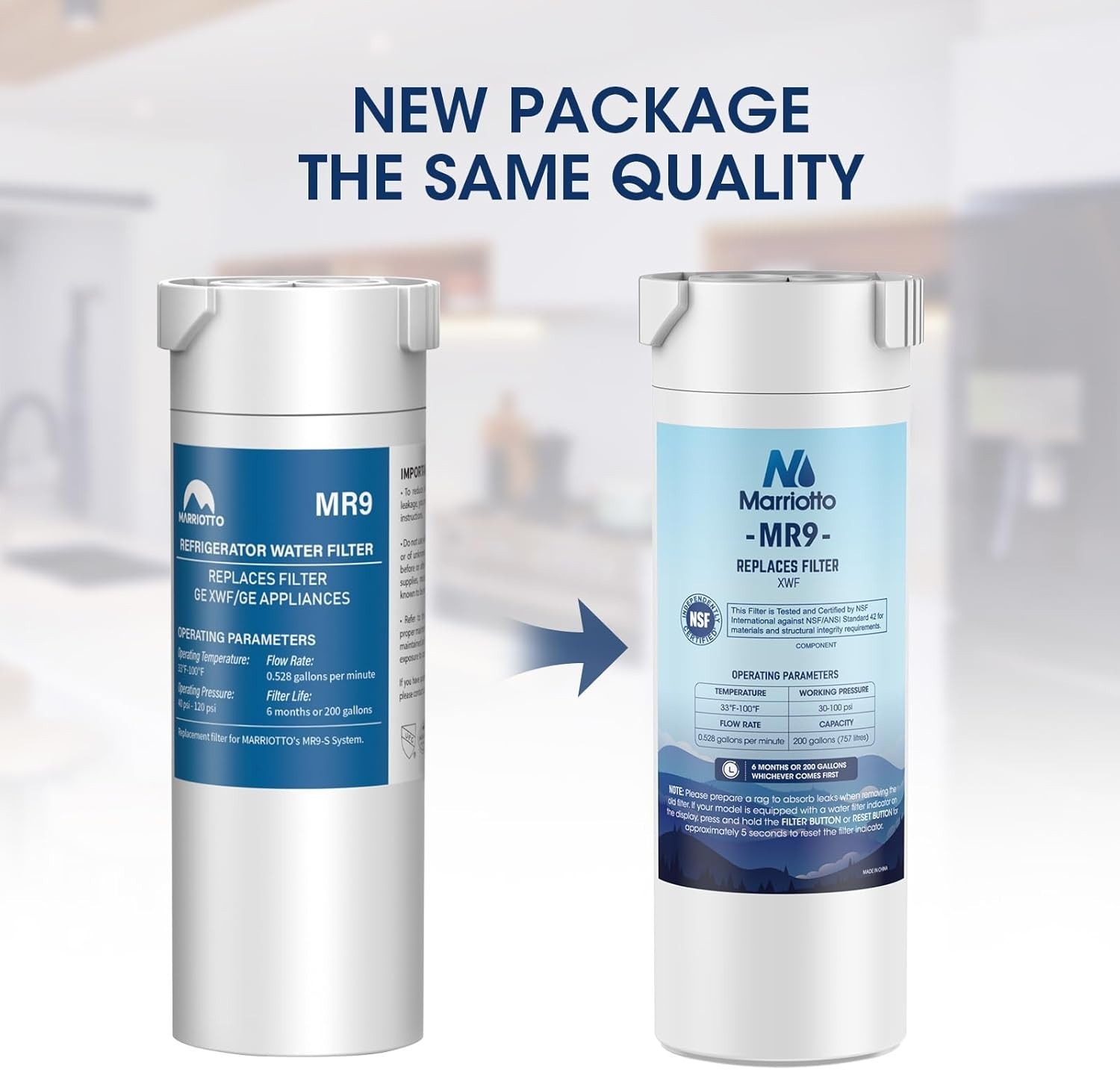 Replacement Water Filter 3 Pack NSF Certified for GE Side by Side Refrigerators