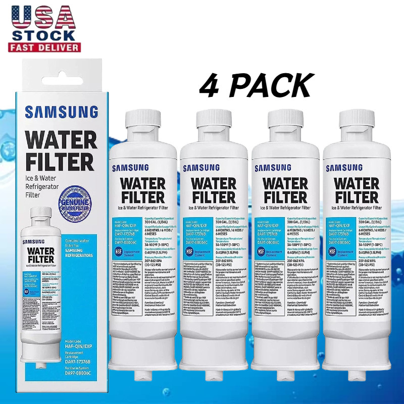4 PACK Genuine Samsung DA97-17376B HAF-QIN/EXP REFRIGERATOR Water Filter USA⭐