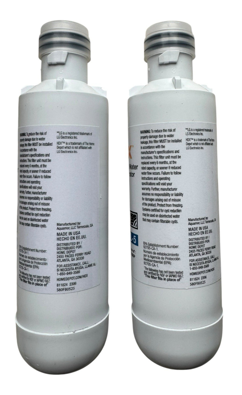2-Pack HDX FML-5 Refrigerator Water Filters Replacement for LG LT 1000P