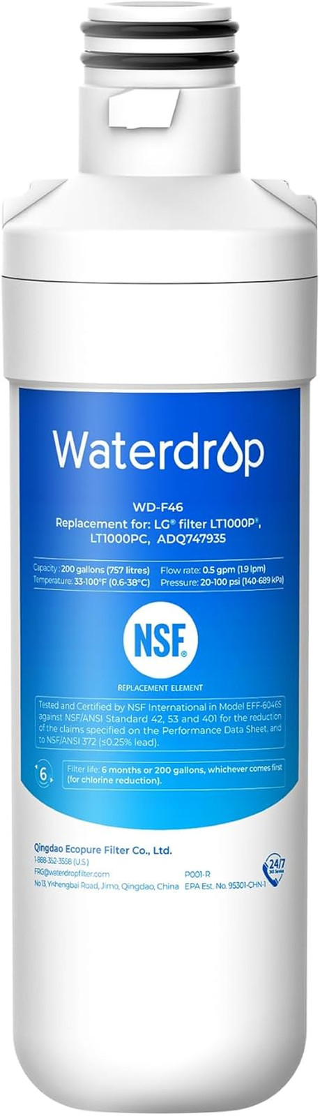 LT1000PC Refrigerator Water Filter NSF Certified Replacement for LG LT1000P