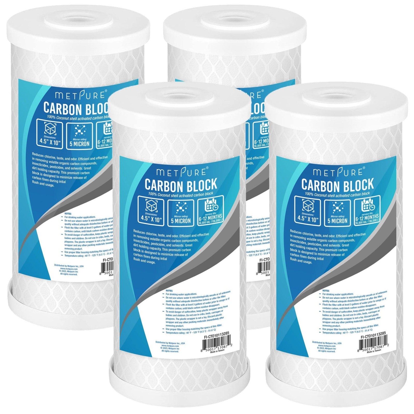 1 to 12 Pack 10” x 4.5” Whole House Carbon Block Water Filter Replacement 5 Mic