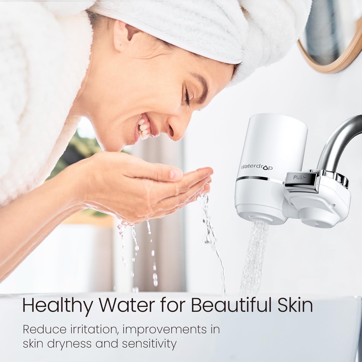 Waterdrop Sink Filter Water Faucet for Skin Care, Bathroom Faucet Filter