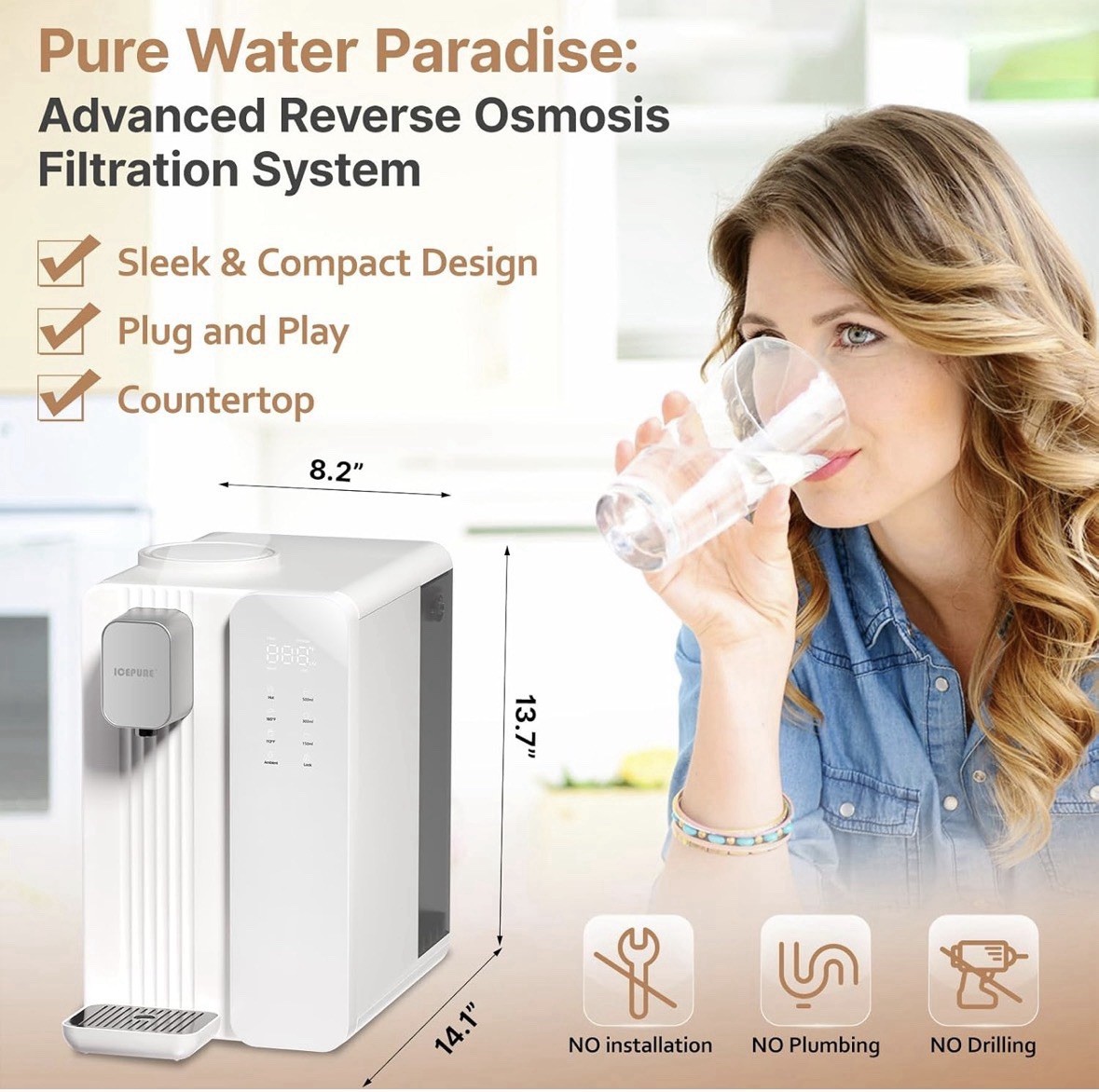 ICEPURE ICP-WFC004 Countertop Reverse Osmosis System Water Filtration