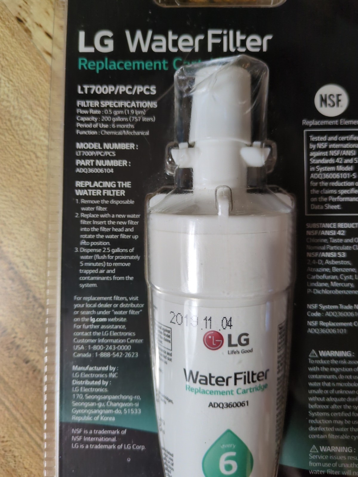 LG LT700P/PC/PCS Refrigerator Replacement Water Filter