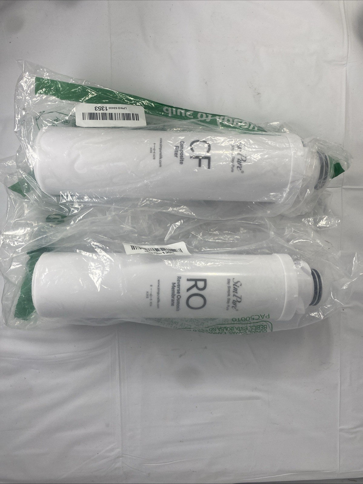 Set of 2 SimPure Series RO/CF Filter Replacement Cartridge Open Box