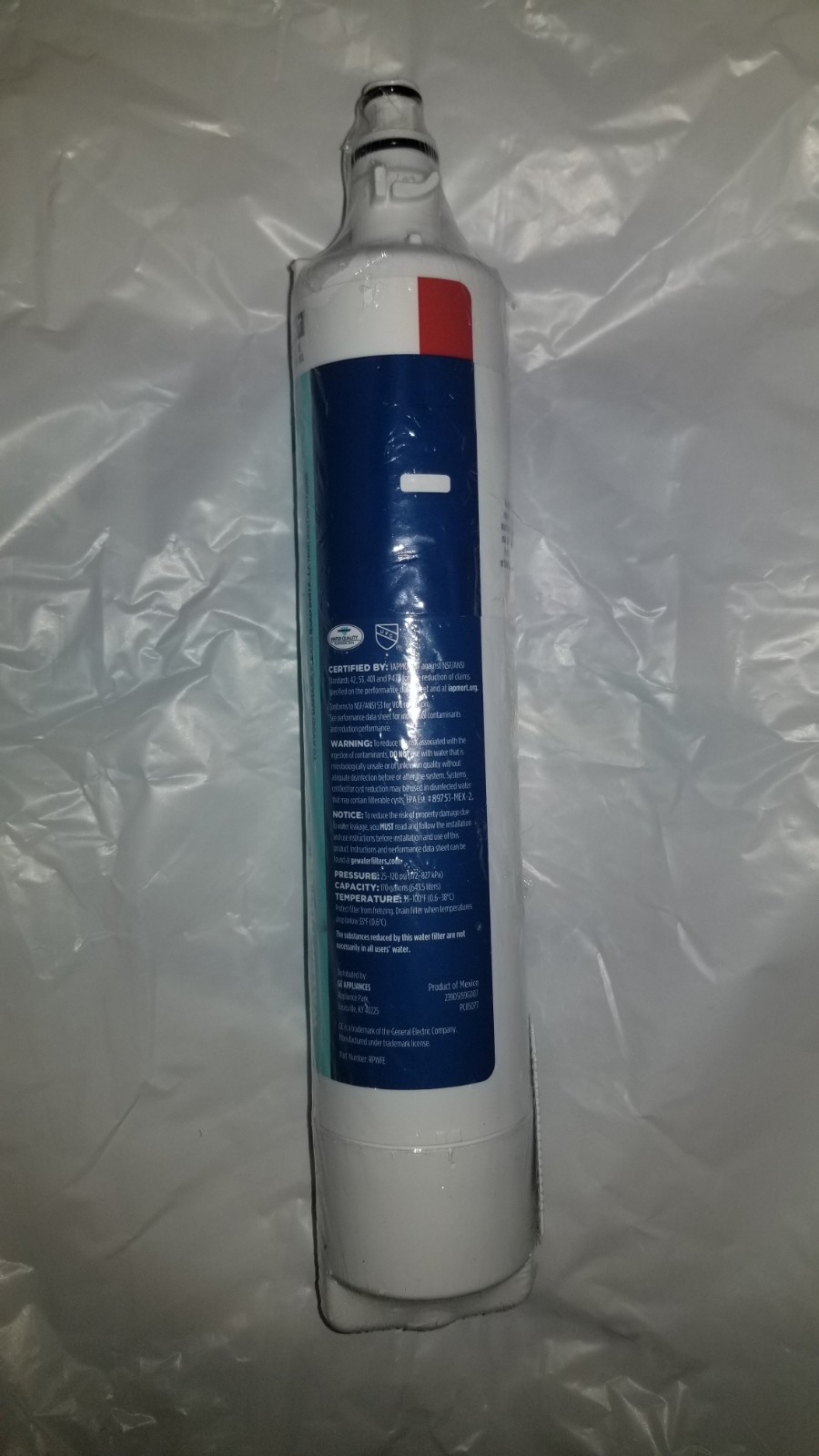 GE RPWFE Refrigerator Water Filter, Genuine Replacement Filter, Certified to…