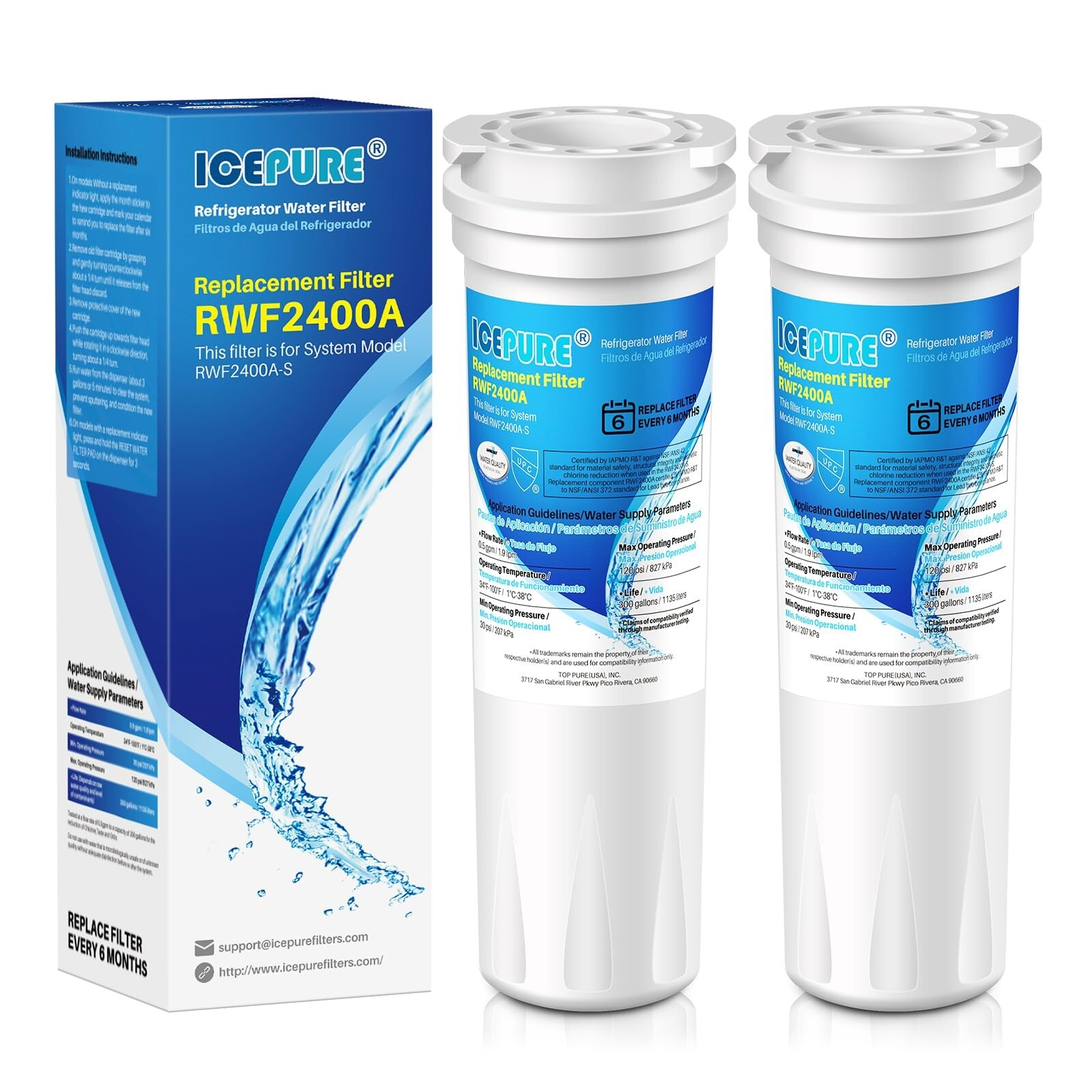 ICEPURE 836848 Water Filter Compatible with Fisher & Paykel 836848, WF296, E522B