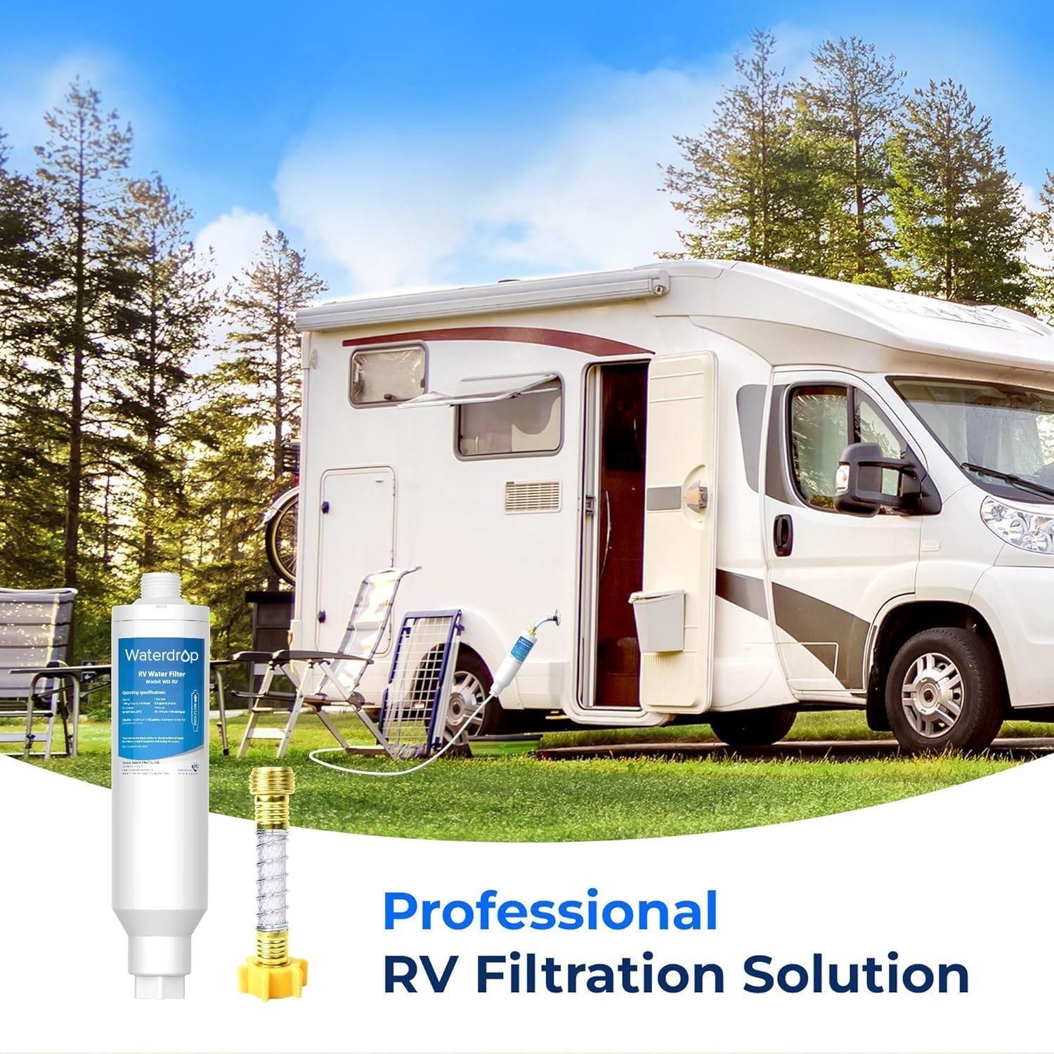 Waterdrop RV Inline Water Filter,NSF Certified,6 Filters with 6 Hose Protectors