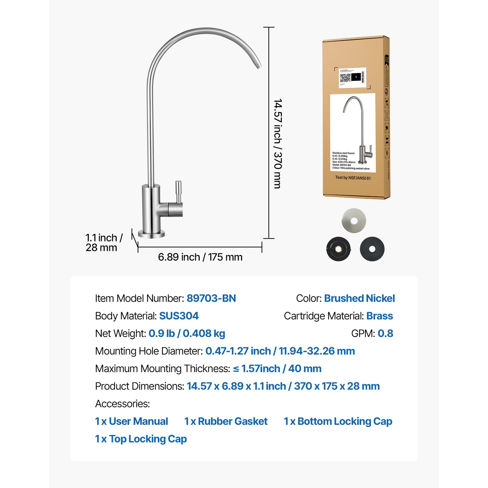 Uimoso Reverse Osmosis Lead-Free Drinking Water Faucet Tap Black/Gold/Silver