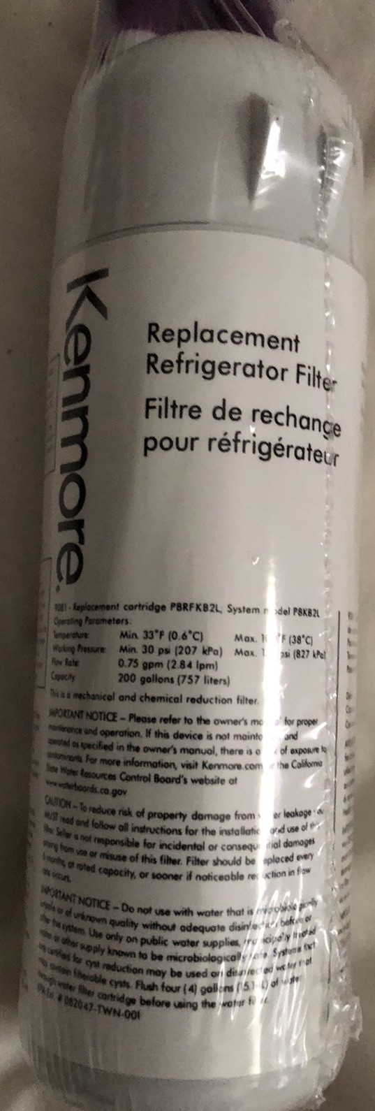 Kenmore 9081 Refrigerator Water Filter – White Factory Sealed No Box New