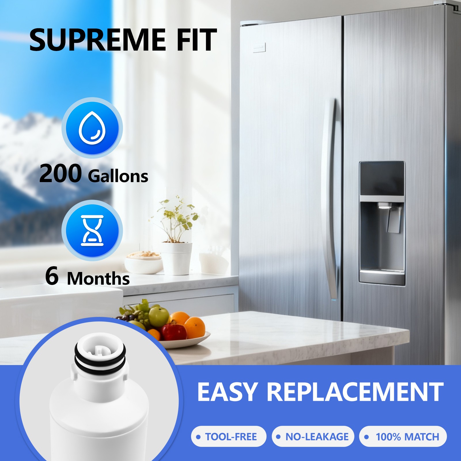 6 Pack ADQ747935 Refrigerator Water Filter Replacement for LT1000PC MDJ64844601
