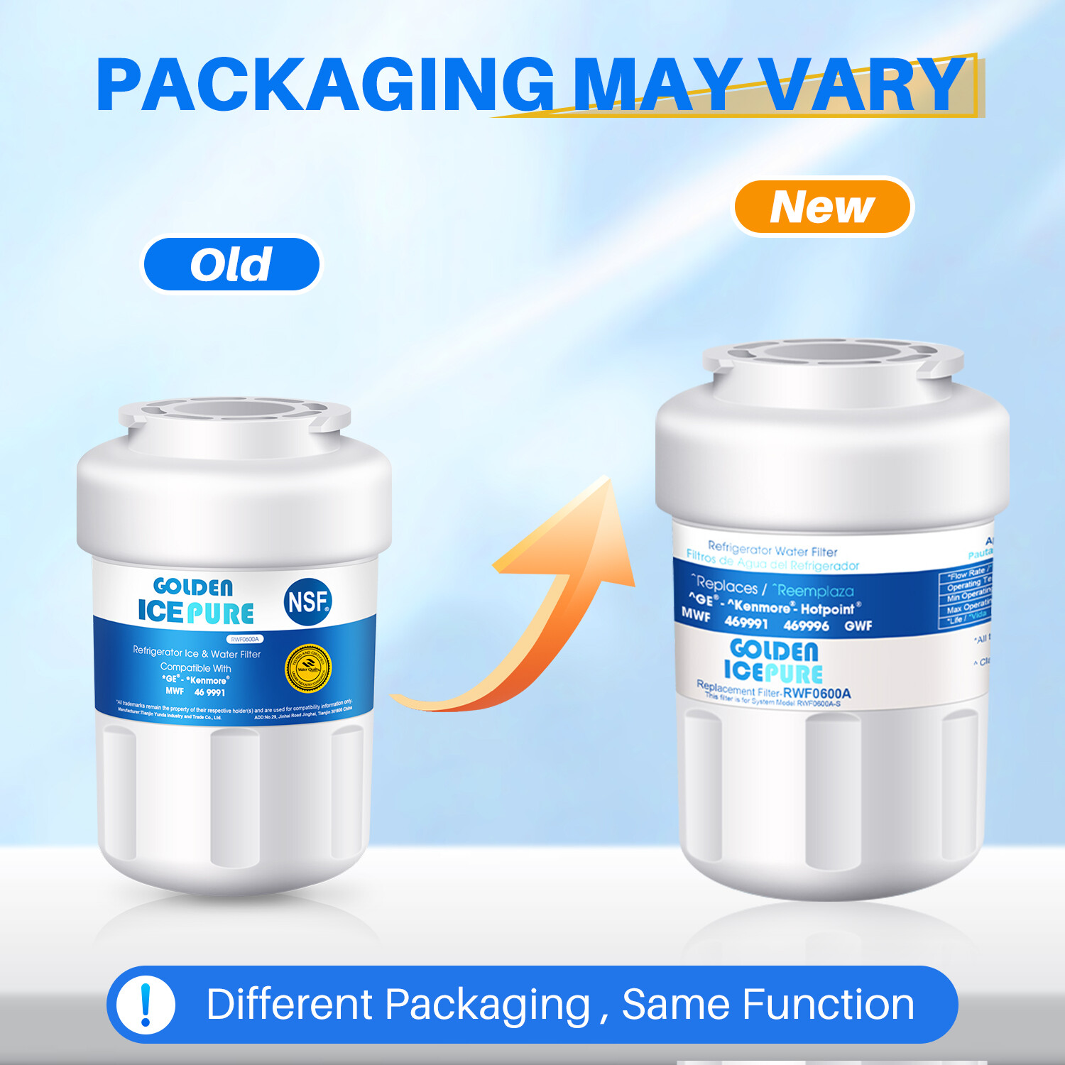 Fit For GE MWF GSS25GMHLCES GSS25GGHBCWW GSE25GSHBCSS Water Filter 4 Pack