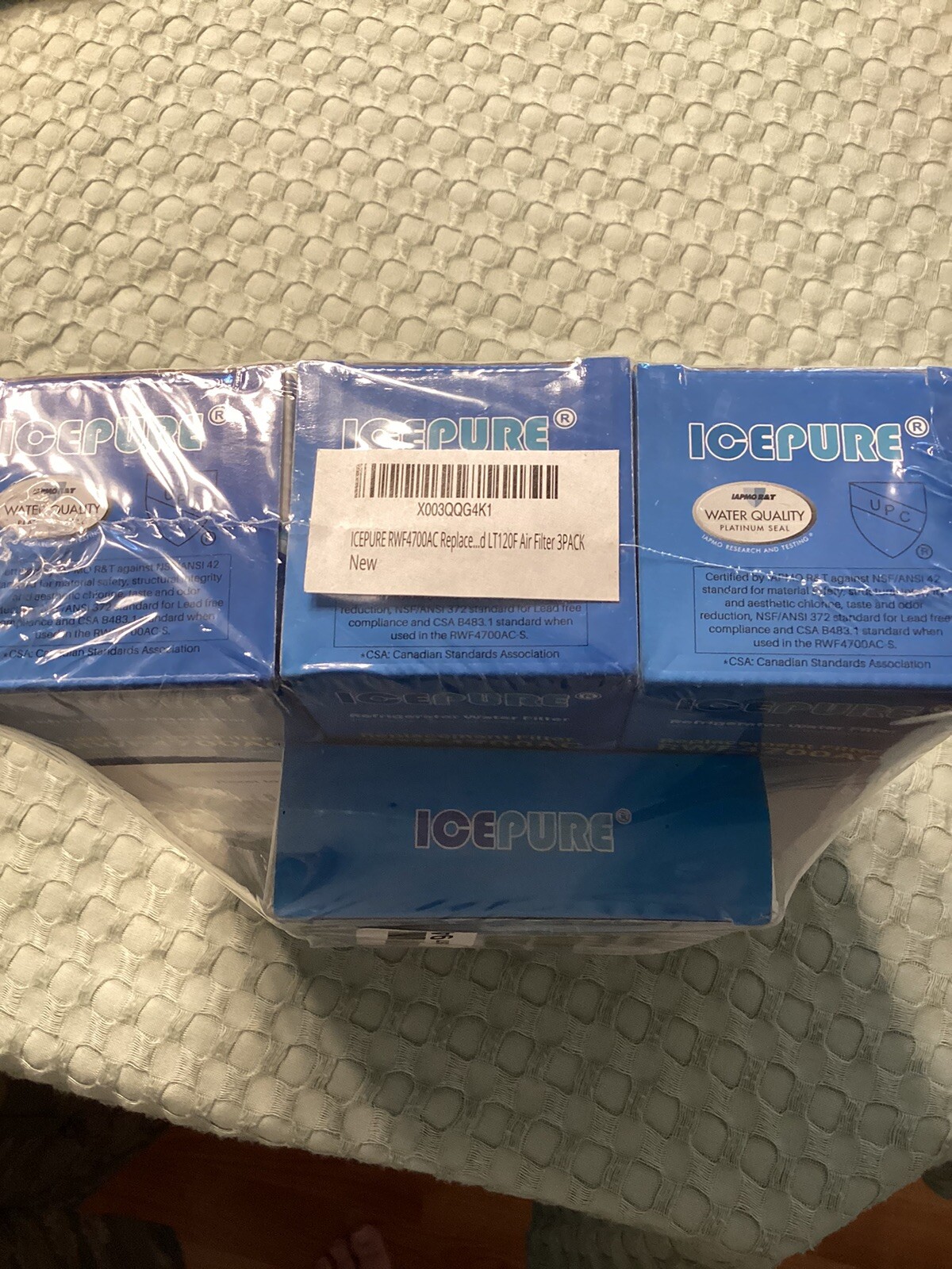 Ice Pure RWF4700AC Refrigerator Water Filter New 3 Pack , 3 Pack Carbon Filters