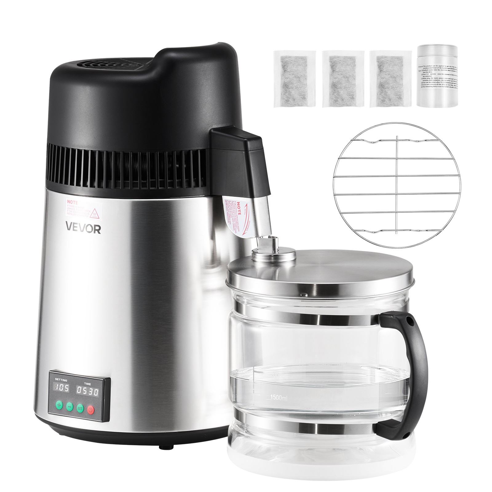VEVOR 6L Water Distiller Home Countertop Purifier Machine 900W Stainless Steel