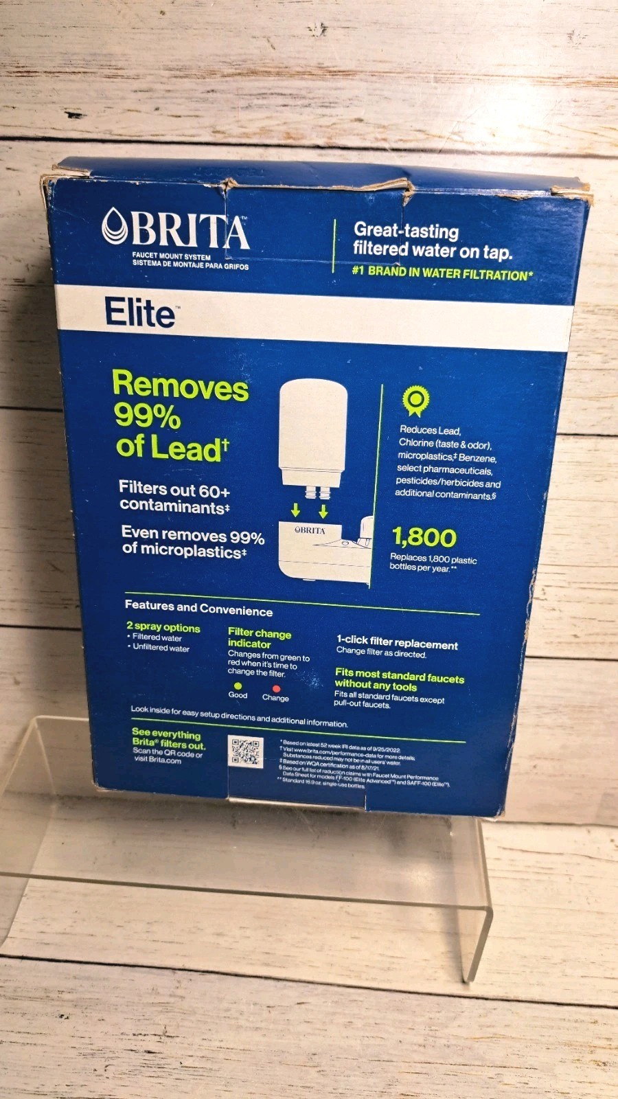 Brita Faucet Mount Water Filter System Chrome No-Wait Filtration, Easy Install,