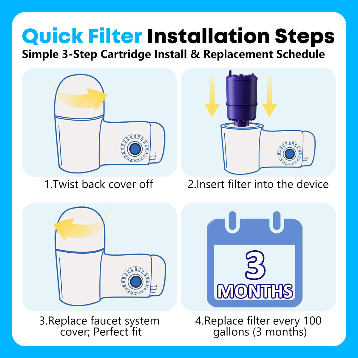 6-Pack RF-9999 Water Filter Faucet Replacement for RF-9999 Faucet