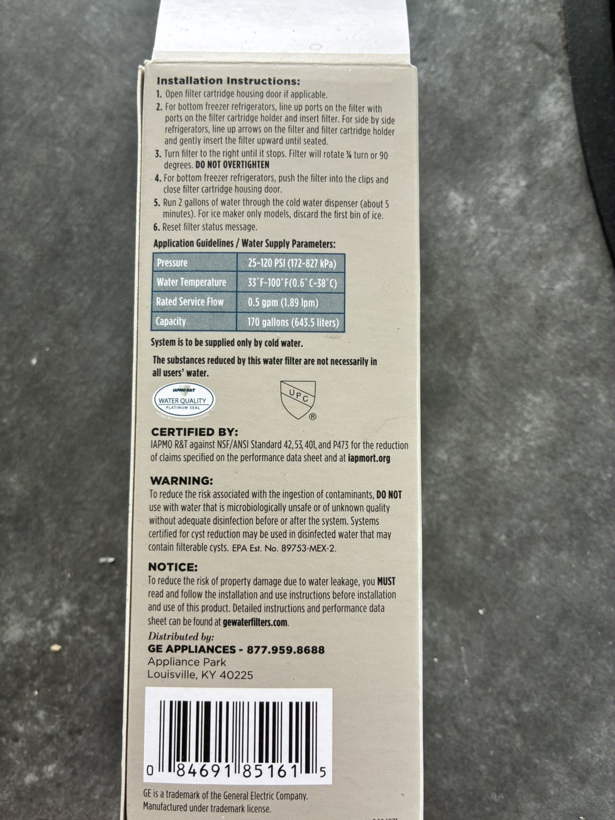GE XWFE Refrigerator Water Filter – White