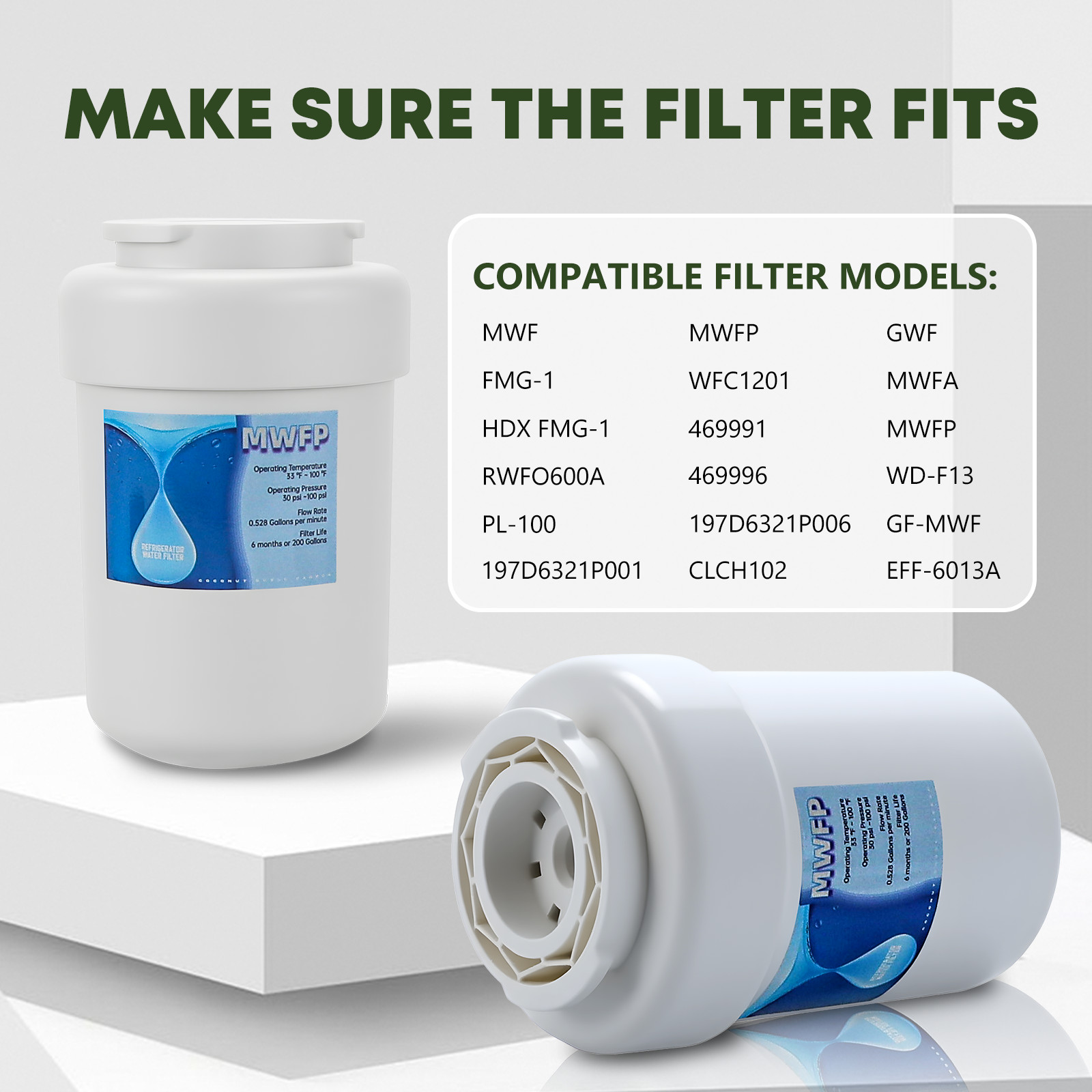 6 PACK New GE MWF MWFP GWF 46-9991 Smartwater Fridge Water Filter