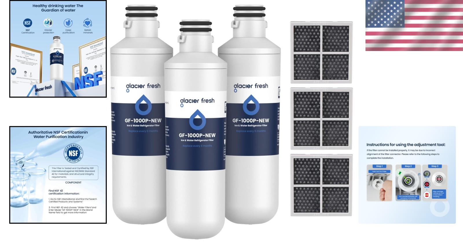 LT1000PC Water Filter Replacement Set – 3+3 Count, 97.9% Chlorine Reduction