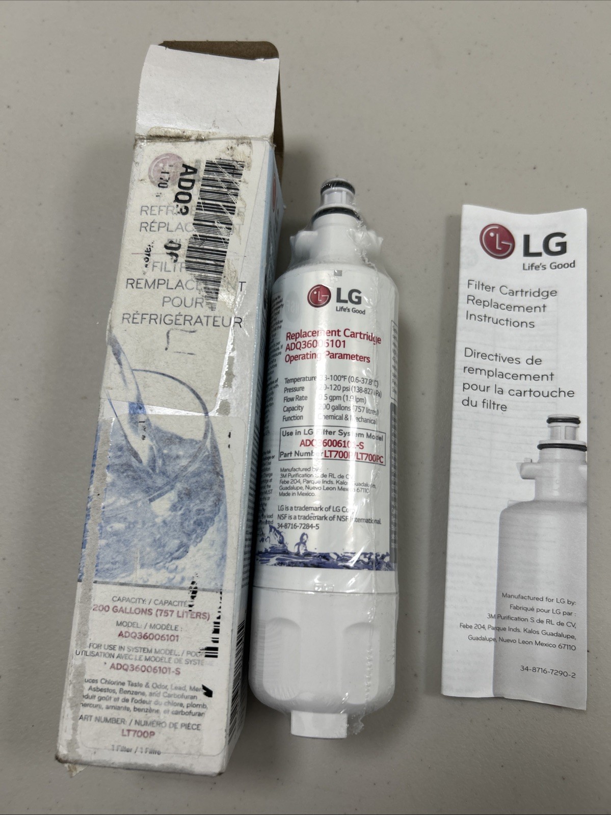 OEM LG ADQ36006101 Refrigerator Filter Factory Sealed LT700P/LT700PS