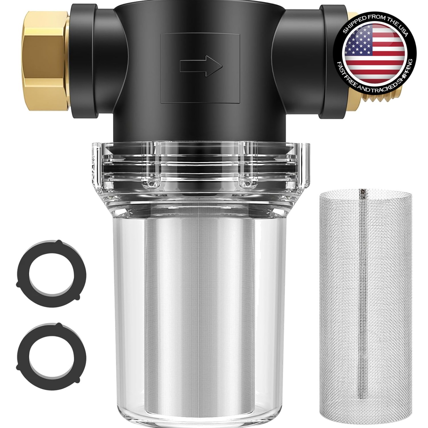 Compact Hose Filter with Dual Mesh Screens & Lightweight Design – 3x5x2 in
