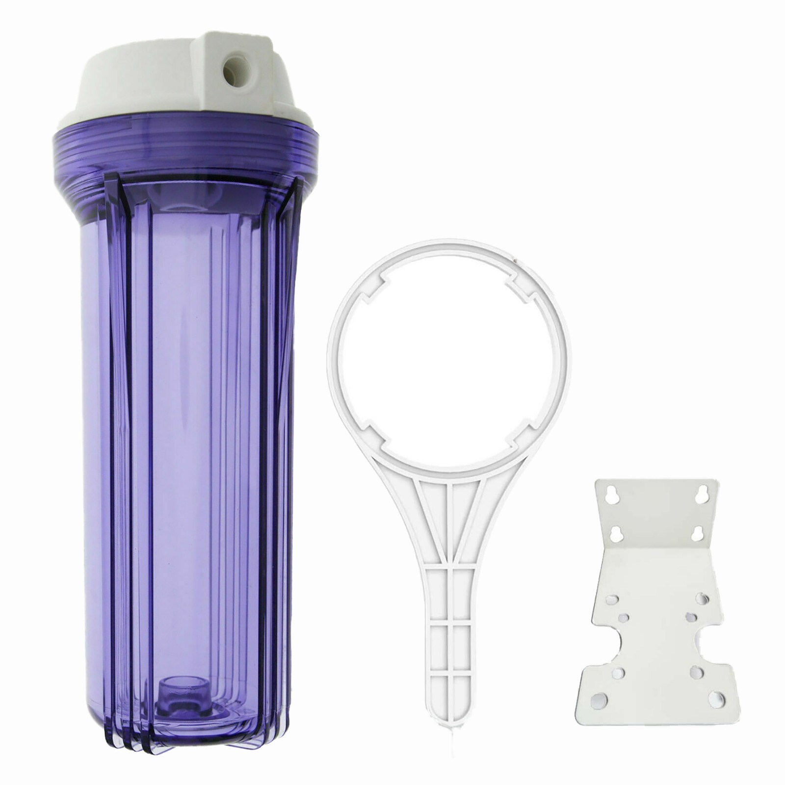 Clear Standard 10 x 2.5 Inch Water Filter Housing (1/4 FPT) w Bracket Wrench