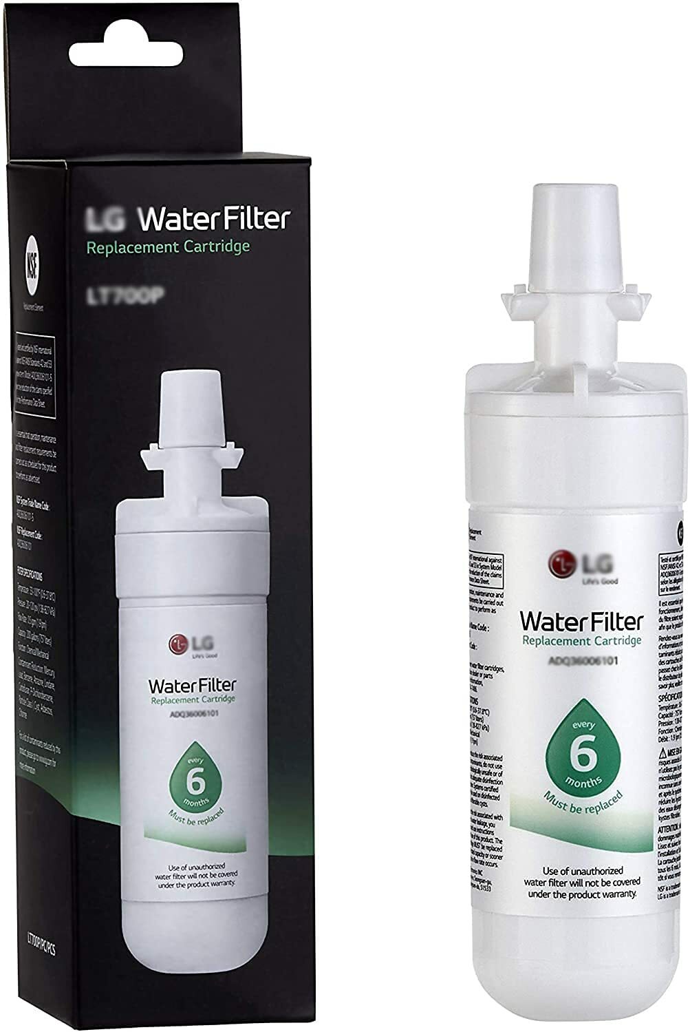 1 PACK LT700P Fit LG LT700P ADQ36006101, Refrigerator Water Filter Black, USA