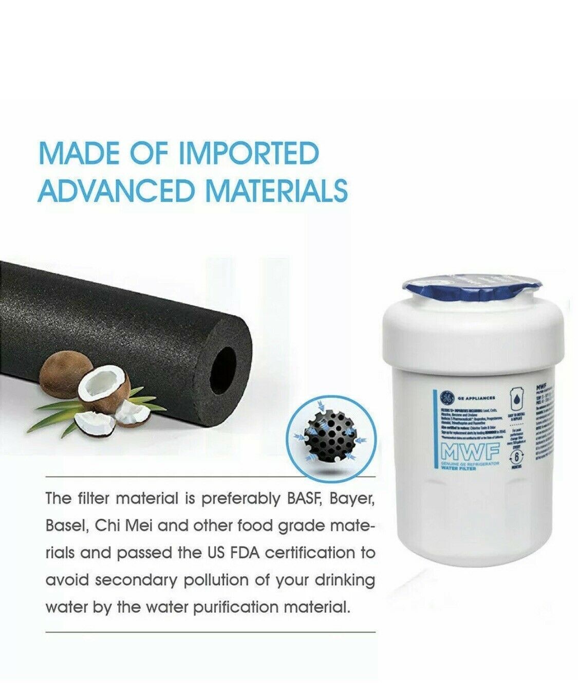 2 PACK GE MWF MWFP 46-9991 GWF Smartwater Genuine Refrigerator Water Filter