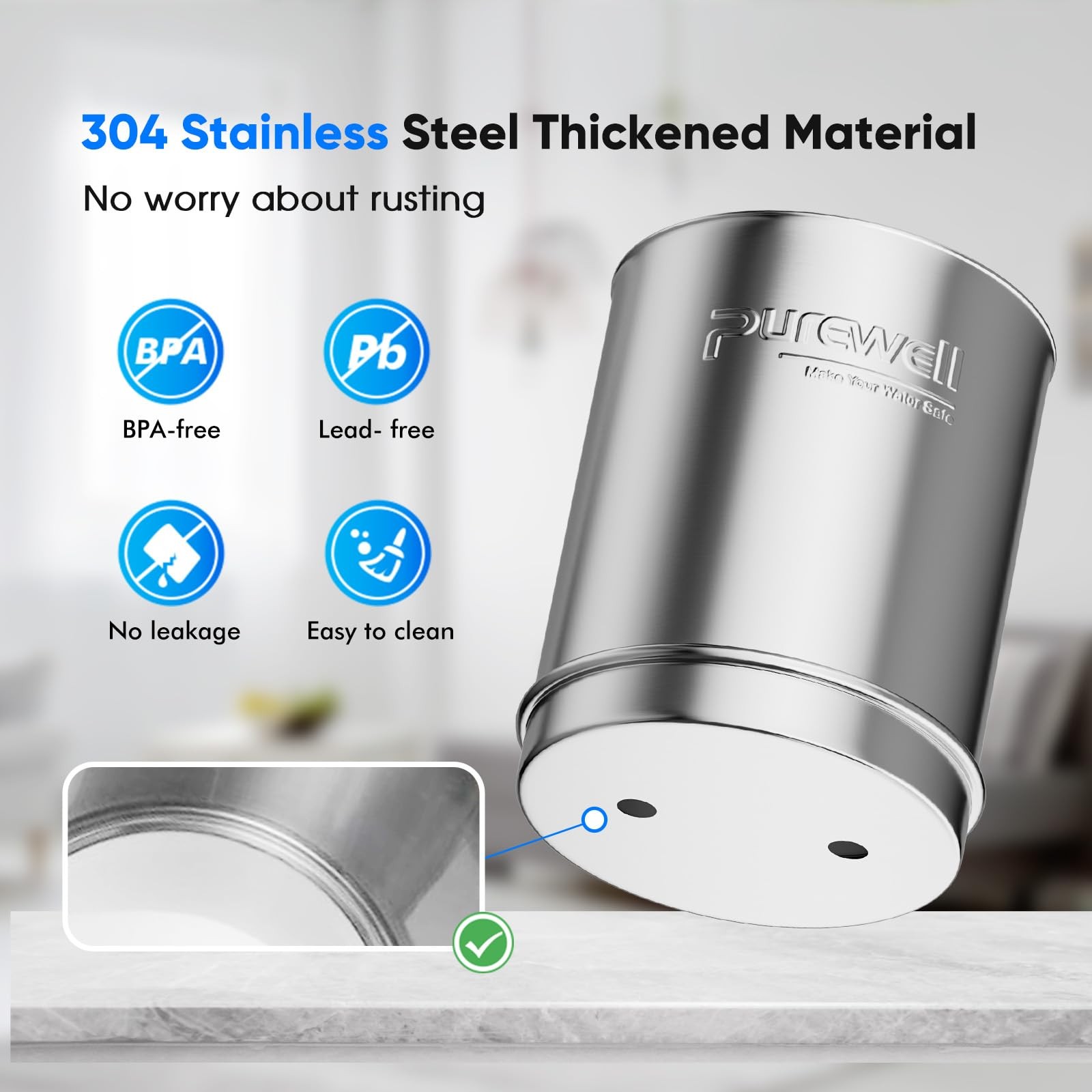 3-Stage Fed Water Filter System, 2.25 Gallon Stainless Steel Countertop Syste…