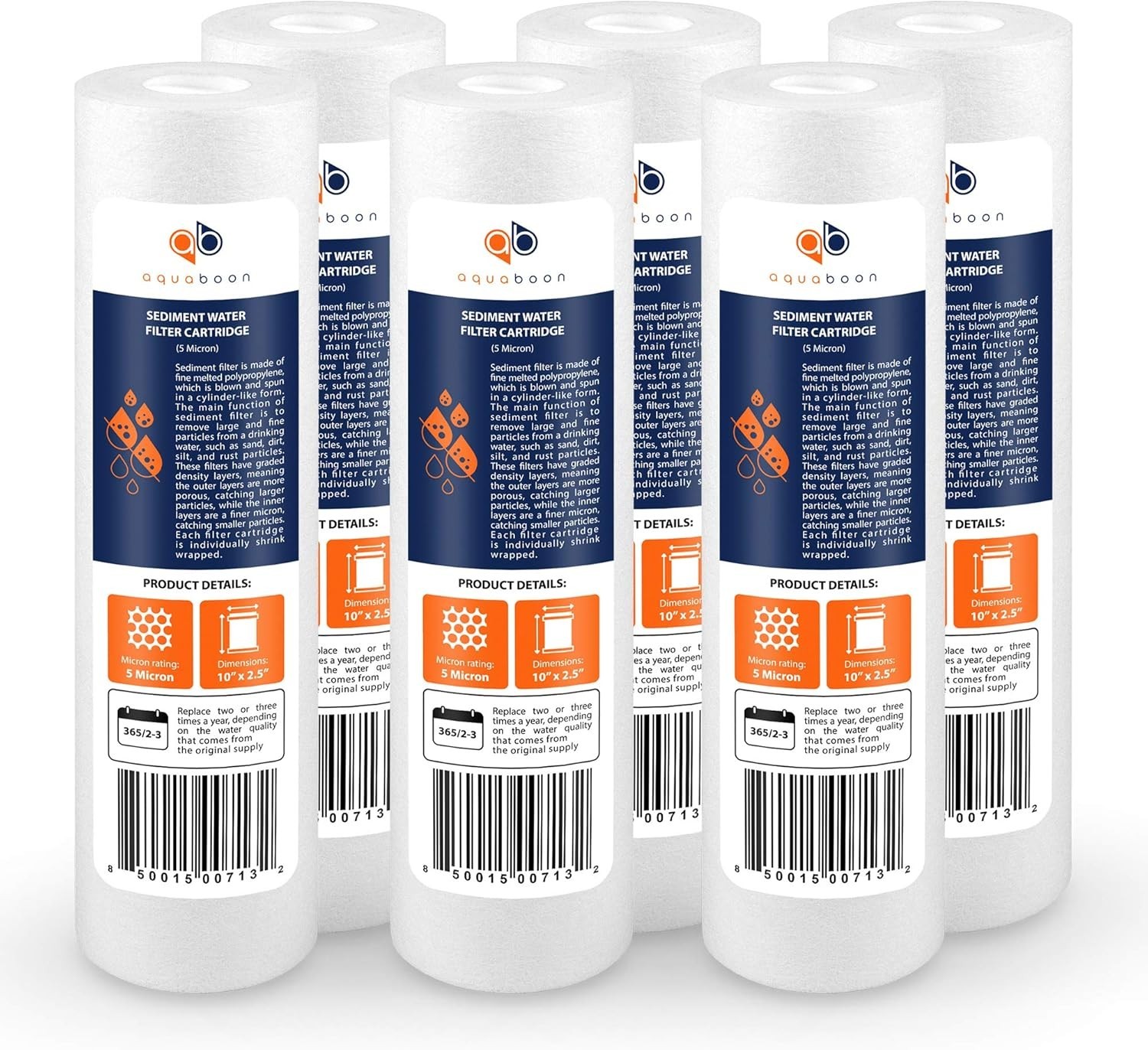 Enhanced Filtration 10 by 2.5 Inch Sediment Filter Universal Fit for Clean Water