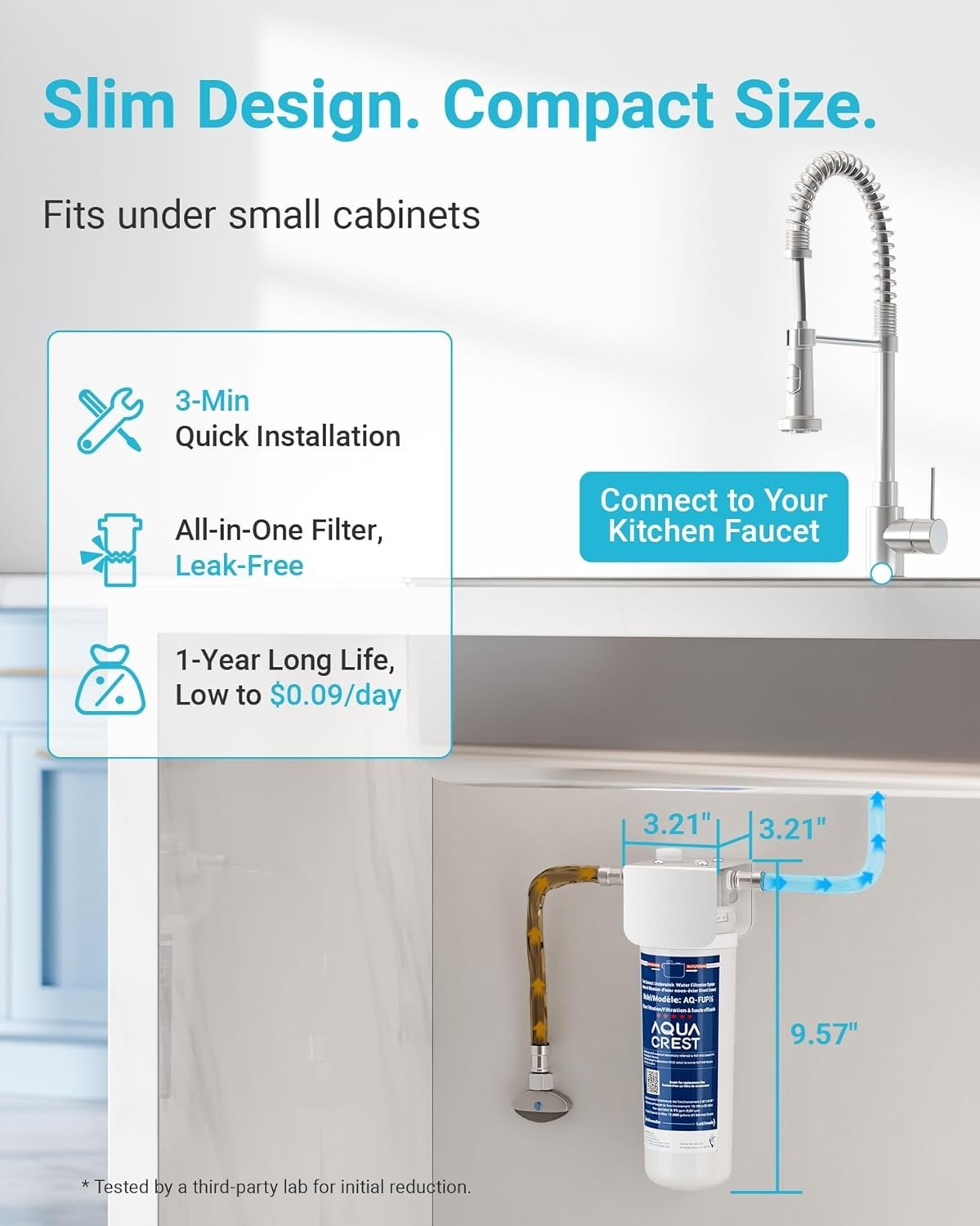 AQUA CREST UP16 Under Sink Water Filter System, Reduces up to 99.52% Chlorine