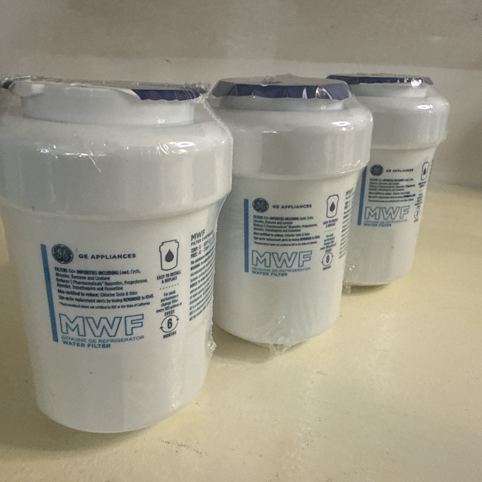 Genuine GE Appliances MWF Replacement Refrigerator Water Filter 3 Pack