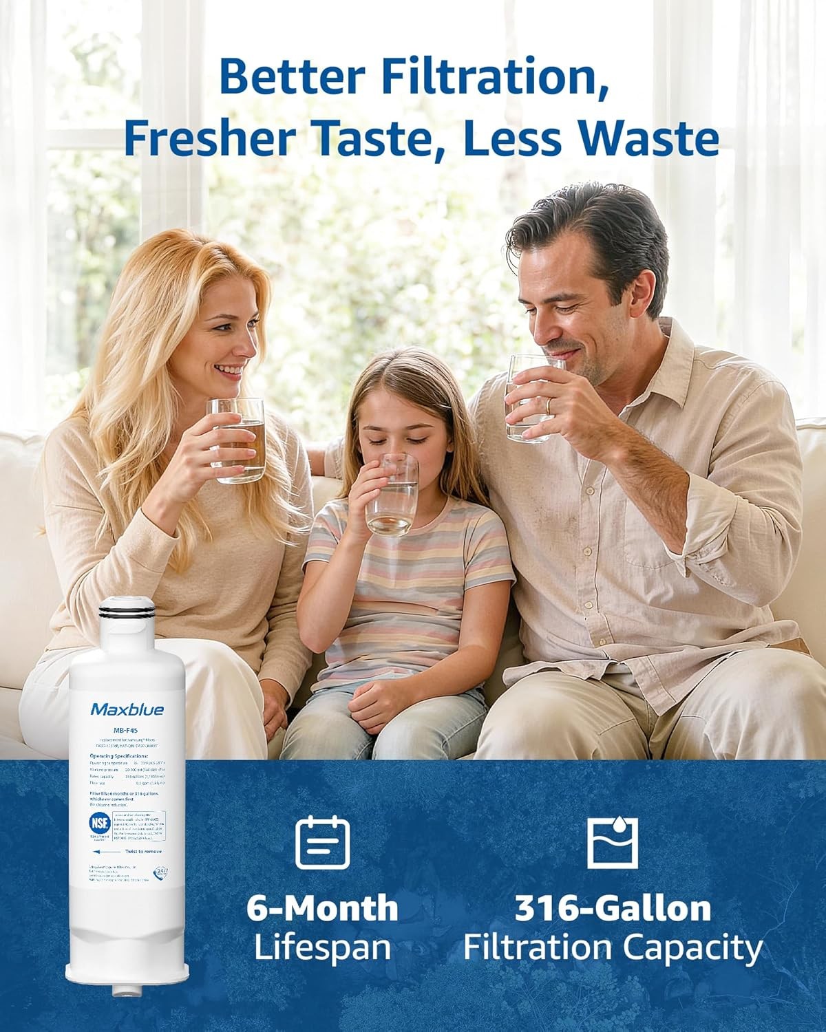 Maxblue DA97-17376B Refrigerator Water Filter, Compatible with Samsung HAF-QIN 3