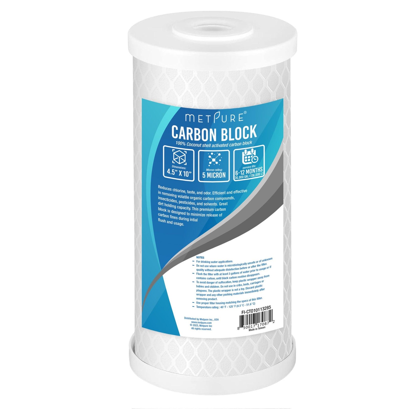 1 to 12 Pack 10” x 4.5” Whole House Carbon Block Water Filter Replacement 5 Mic