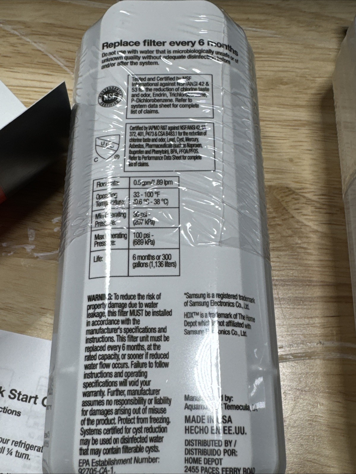 HDX FMS-4 Premium Refrigerator Water Filter Replacement Fits Samsung HAF-QIN/EXP