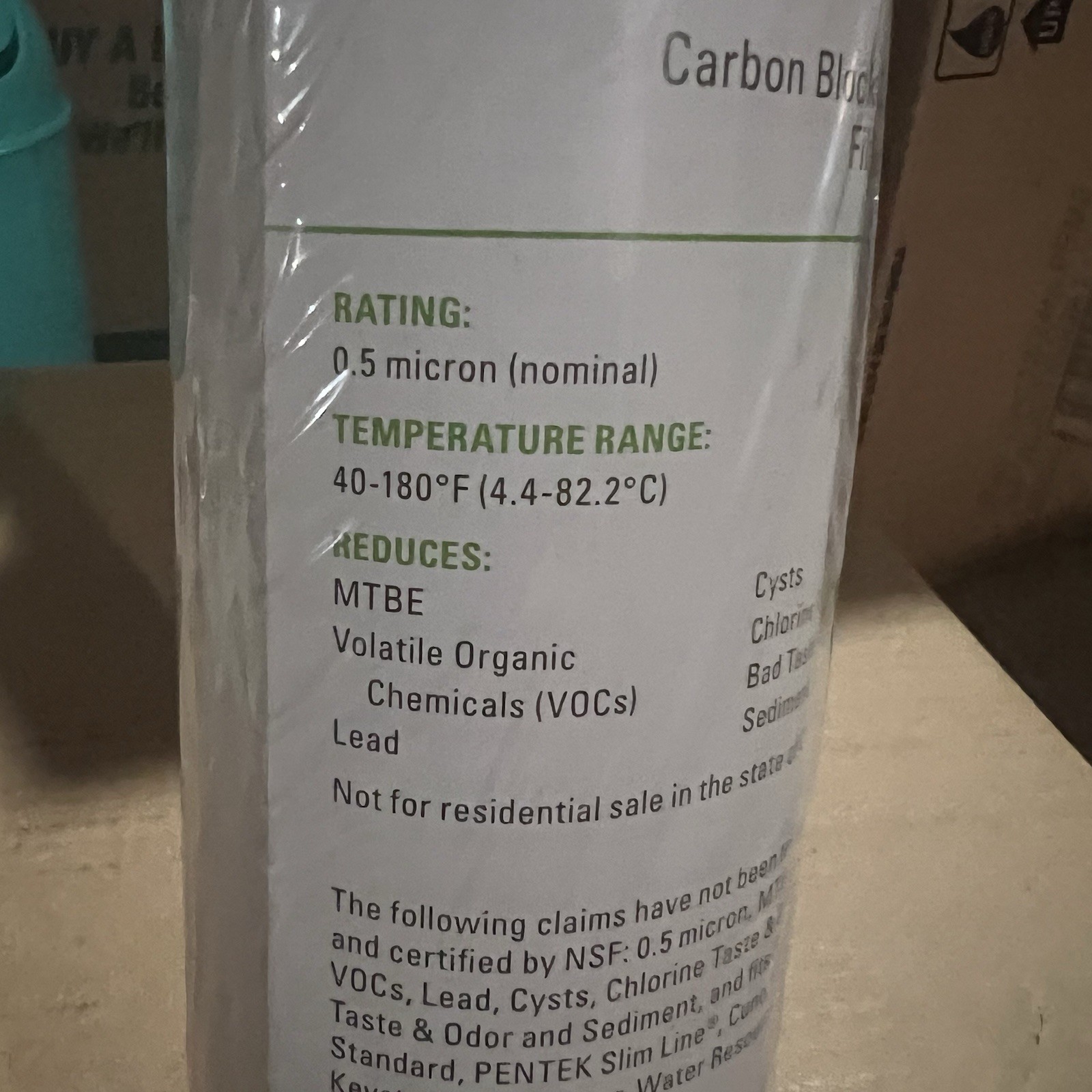 10 Inch – Pentair CBR2-10 Active Carbon Block Water Filter Cartridge 0.5 Micron