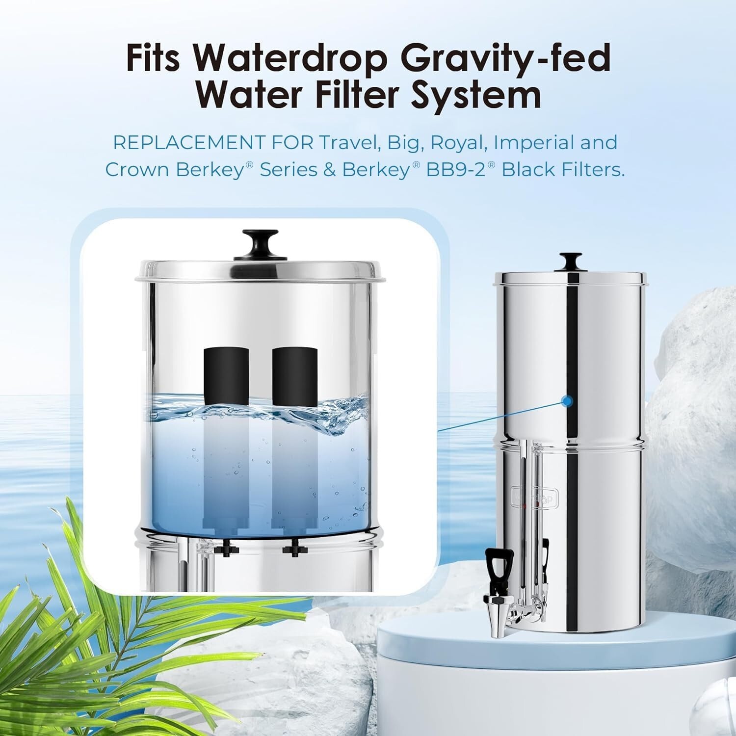 Waterdrop NSF/ANSI 42&372 Certified Water Filter,Replacement for Berkey®,4 Packs