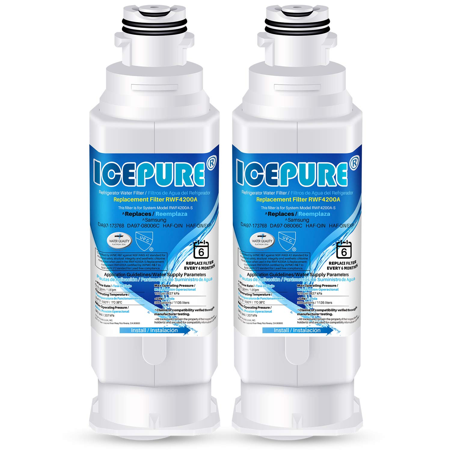 2 Pack Fit For Samsung DA97-17376B rf23m8070sg rf28r7351sg Water Filter Icepure