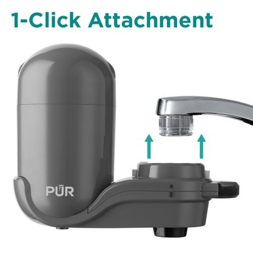 PUR PLUS Vertical Faucet Mount Water Filtration System FM2500V Gray