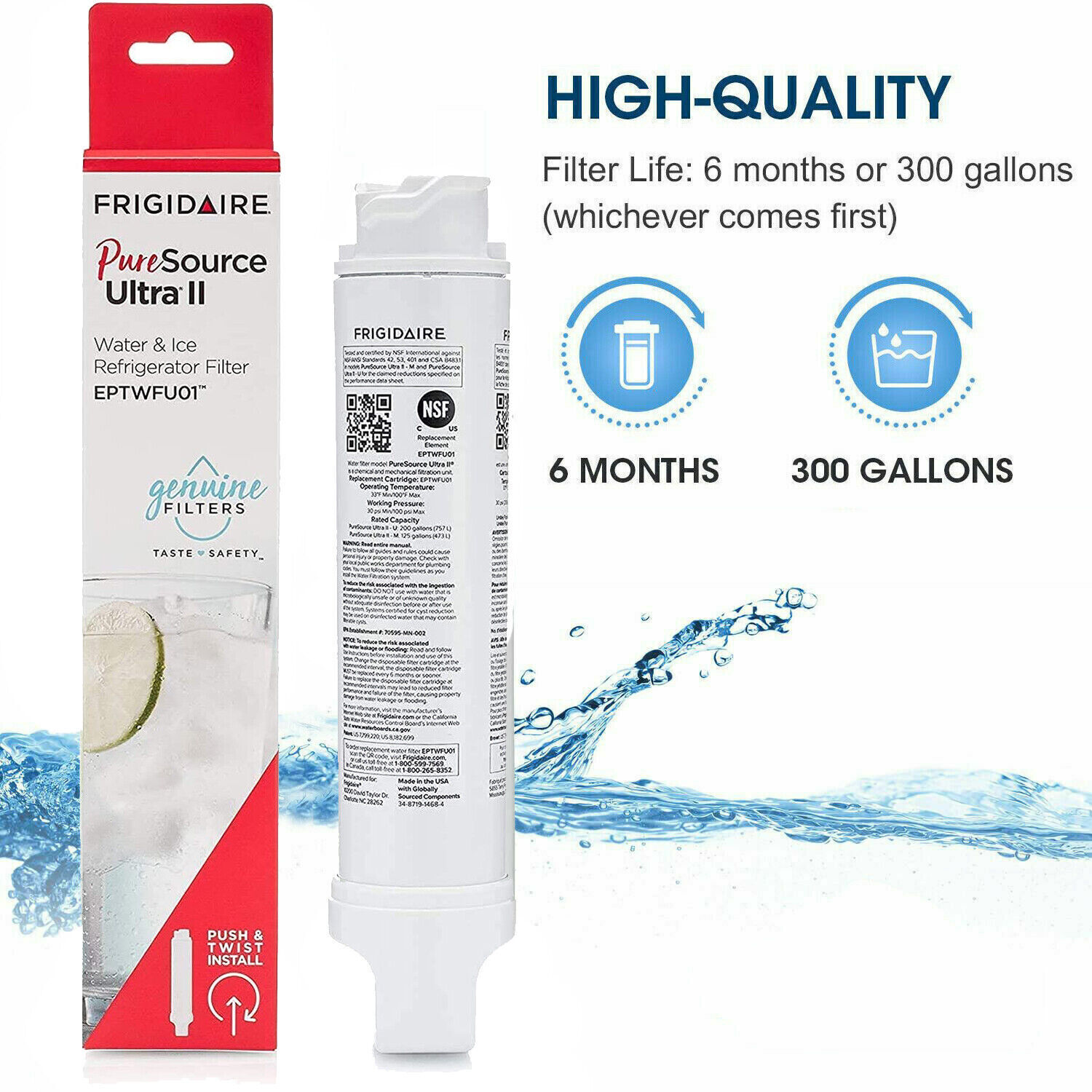 EPTWFU01 PureSource Ultra II Refrigerator Water Filter 4 Pack