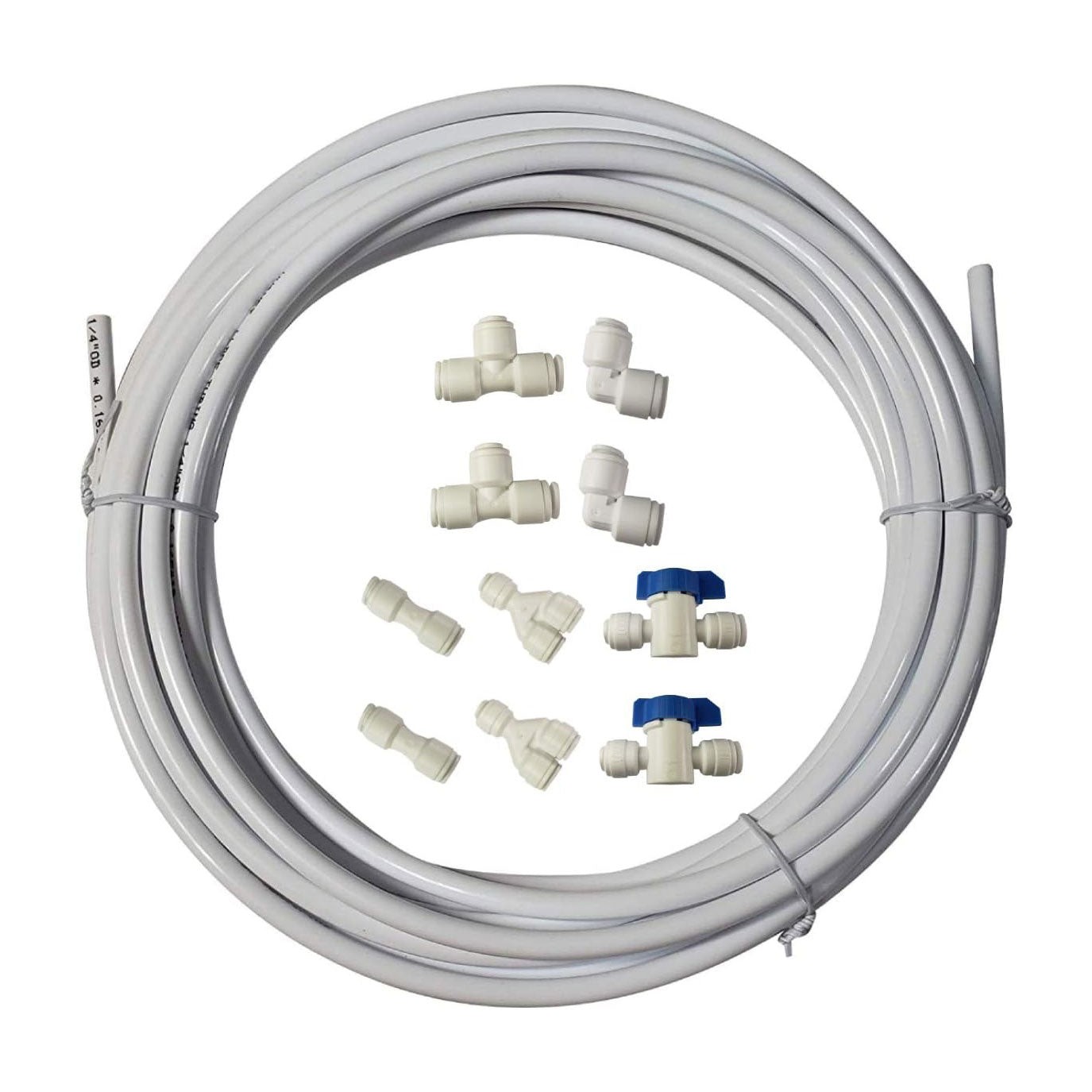 1/4″OD Quick Connect Reverse Osmosis Fittings Variety Pack + 25′ Tubing