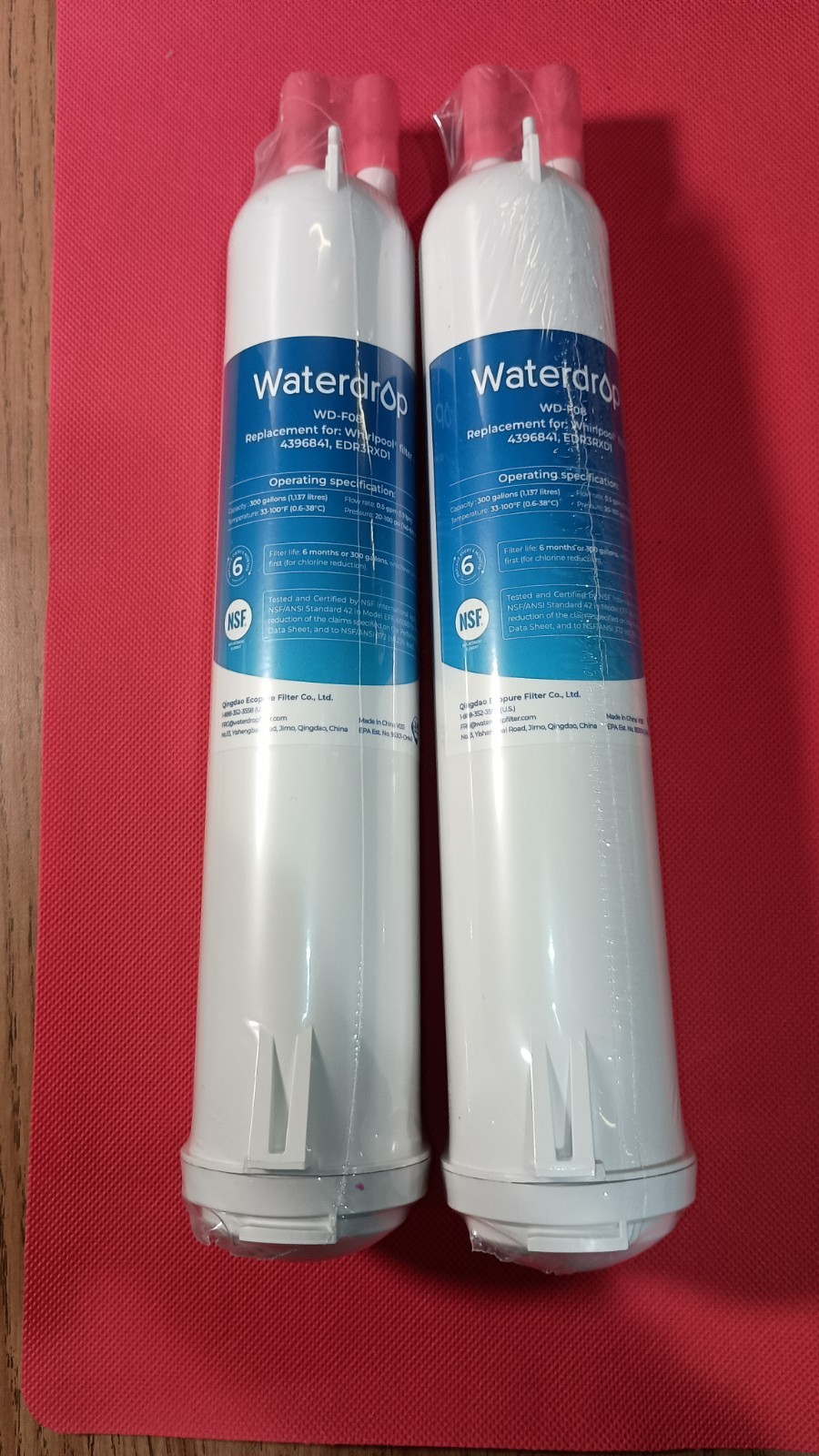 Two WaterDrop WD-F08 Replacement Refrigerator Water Filters Brand New (Sealed)