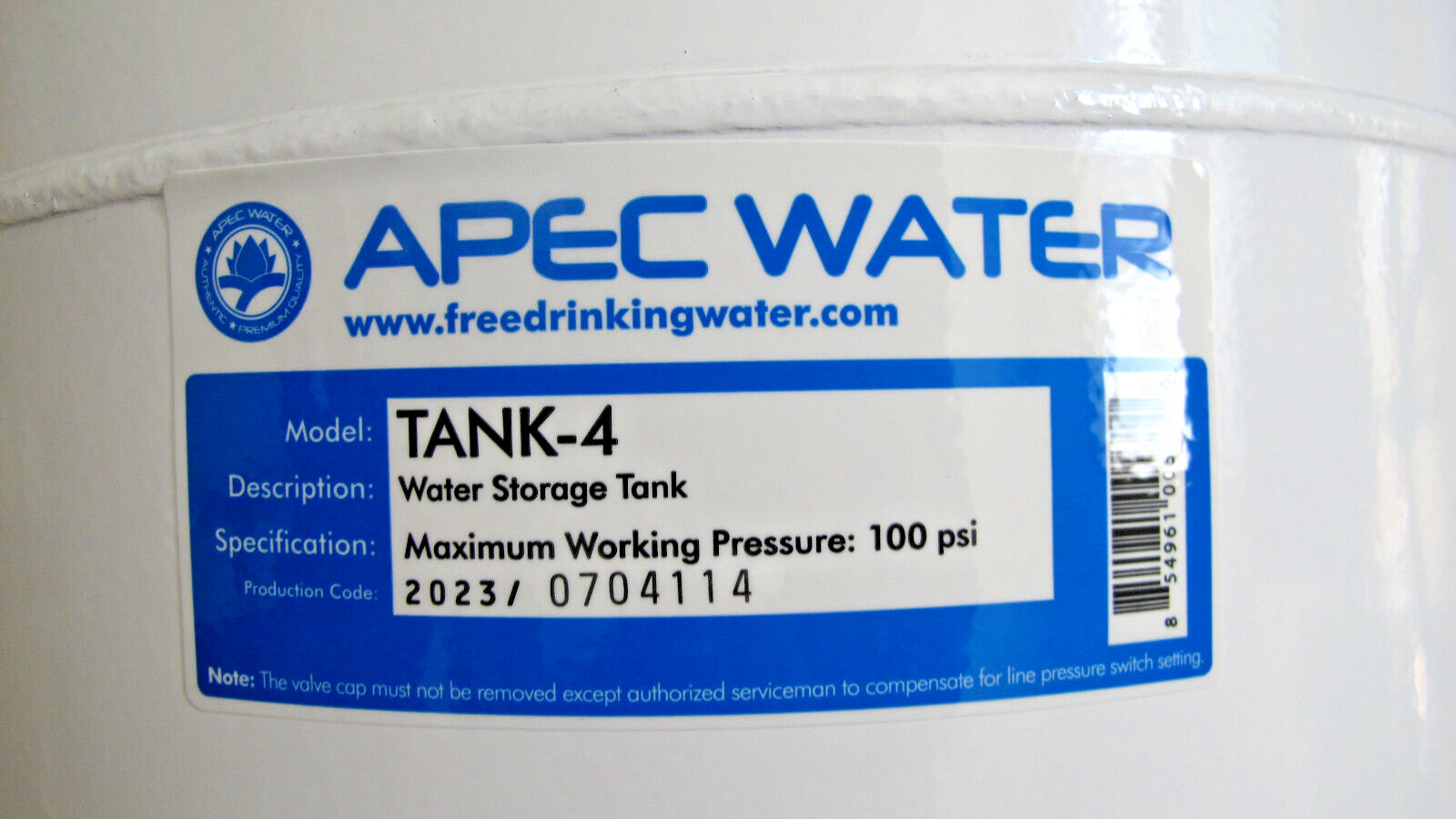 Apec TANK4 For Aqua Optima Evolve Water Filter White