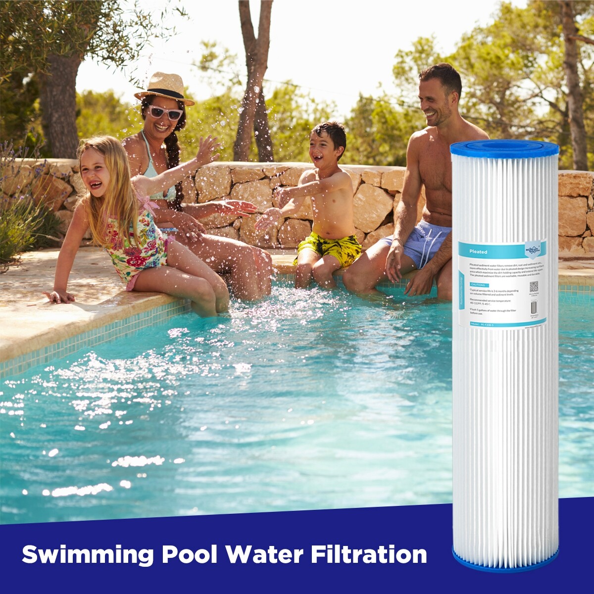 5 Micron 20″ x 4.5″ Big Blue Washable Pleated Sediment Water Filter Replacement