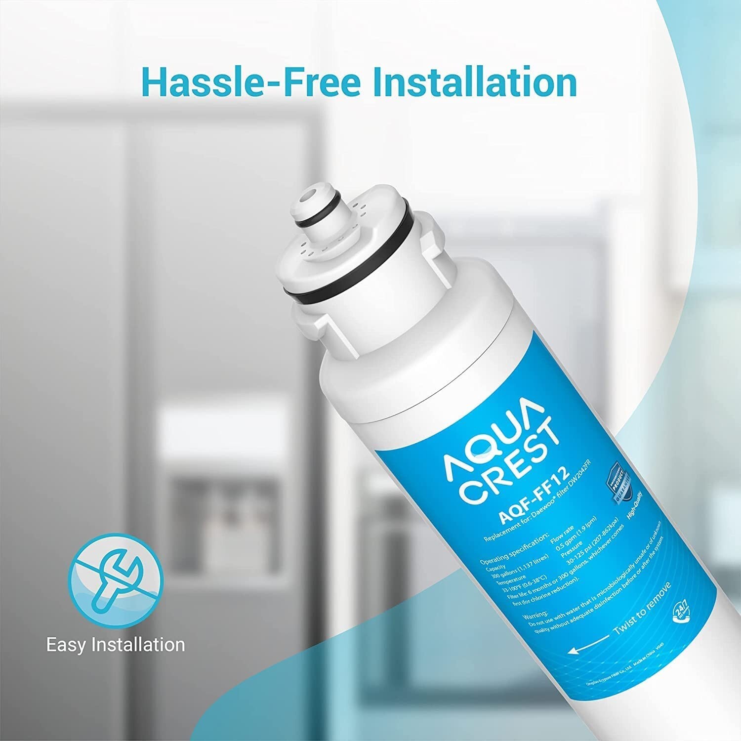 AQUA CREST DW2042FR-09 Refrigerator Water Filter,Replacement for Daewoo DW2042FR