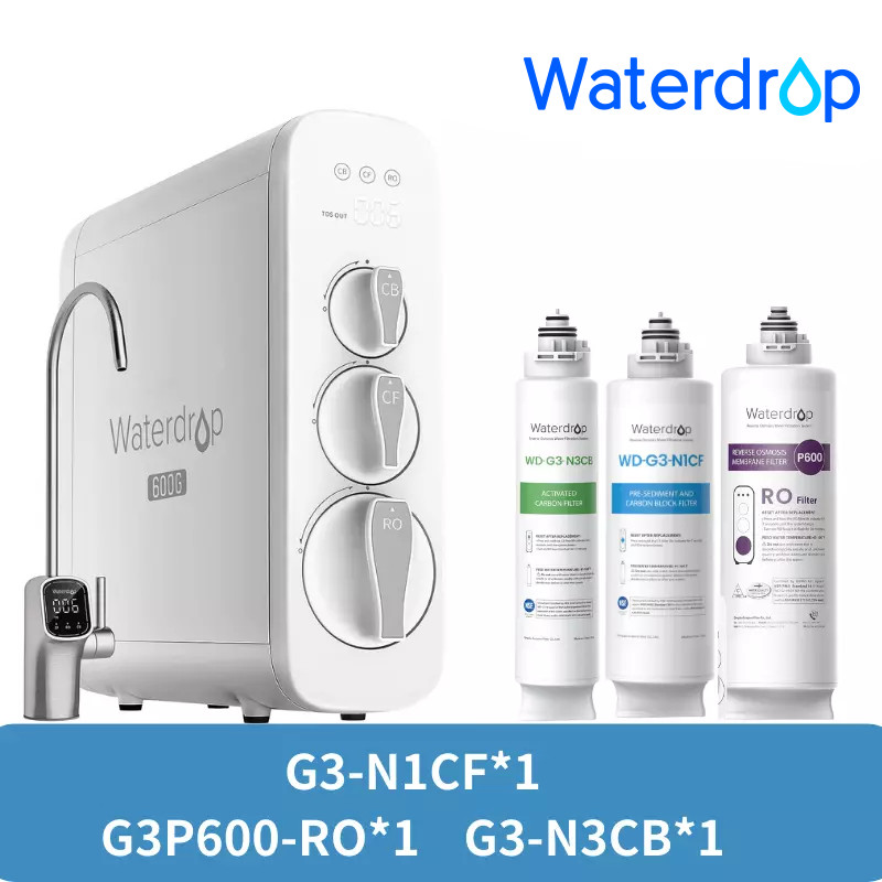 Waterdrop G3P600 Reverse Osmosis Water Filter, 600GPD,With RO&G3-N3CB&G3-N1CF