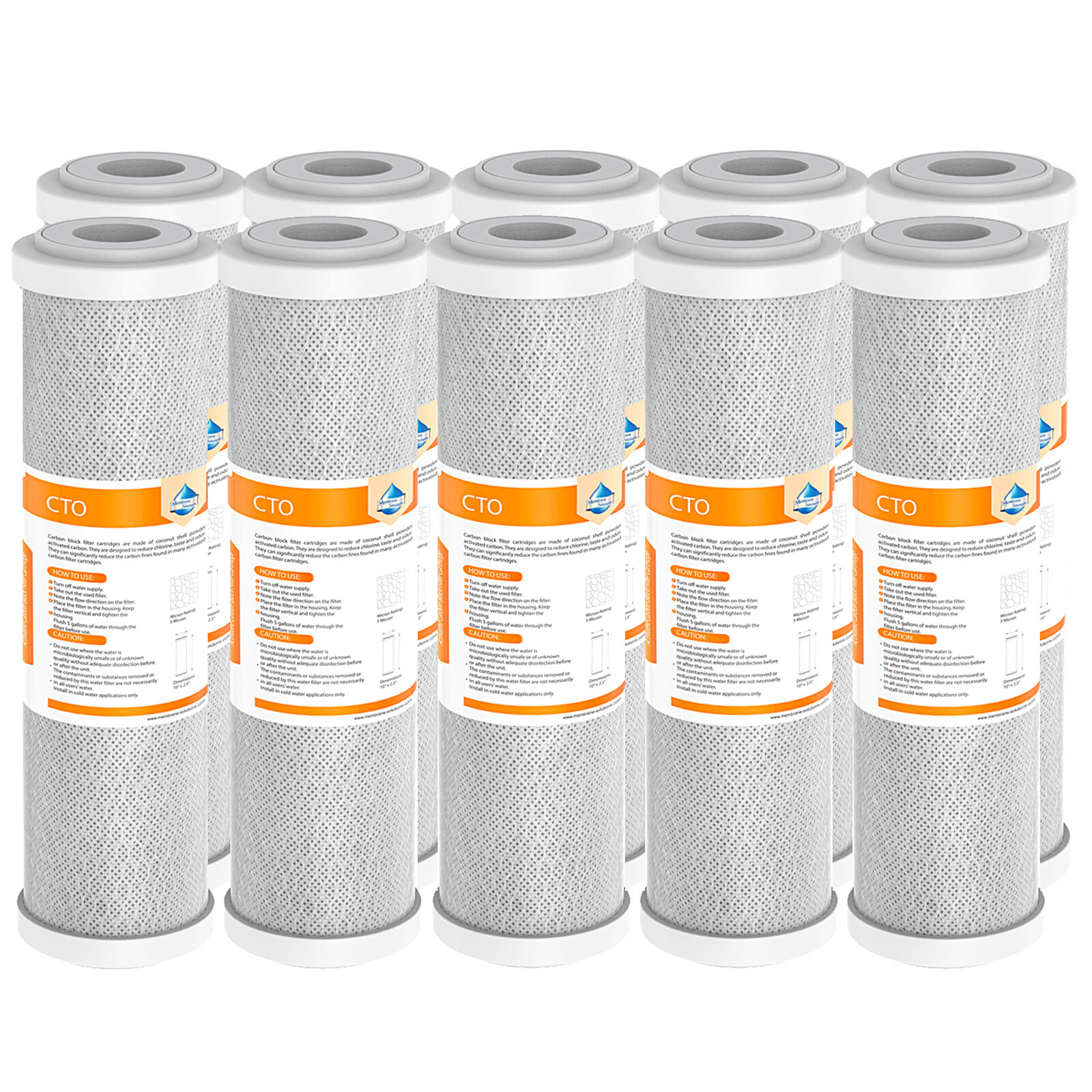 10Pack 10″X2.5″ Whole House Carbon Block Water Filter Replacement Cartridge 5μm